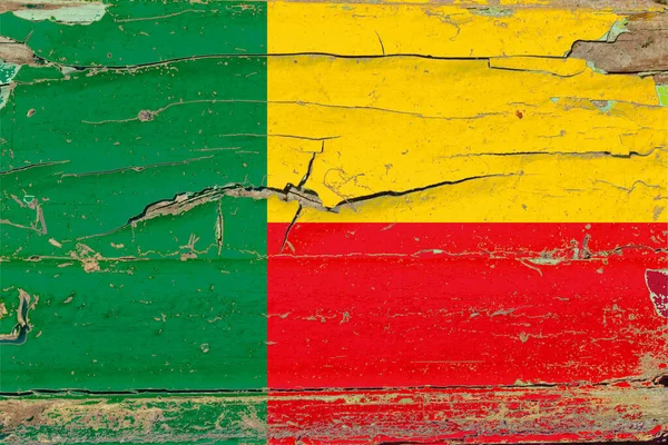 Flag Benin Old Wood Wall Background — Foto de Stock