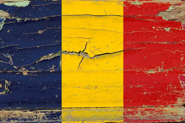 Flag Chad Old Wood Wall Background — 图库照片