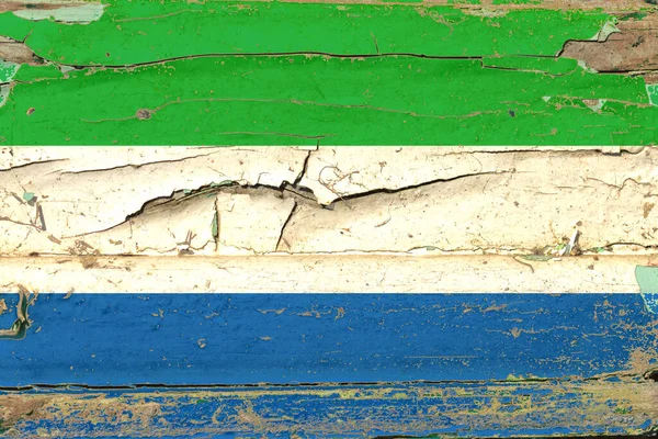 Flag Sierra Leone Old Wood Wall Background — Zdjęcie stockowe