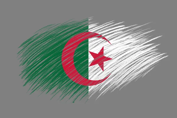 Flagge Algeriens Auf Pinsel Hintergrund Vintage Stil — Stockfoto