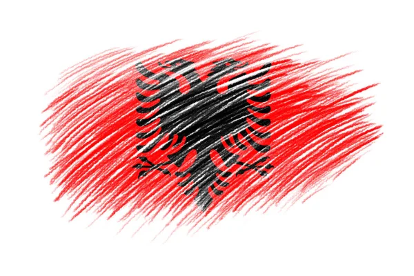 Флаг Албании Фоне Кисти Винтажного Стиля — стоковое фото