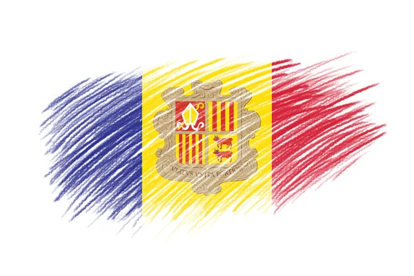 Bandeira Andorra Estilo Vintage Escova Fundo — Fotografia de Stock