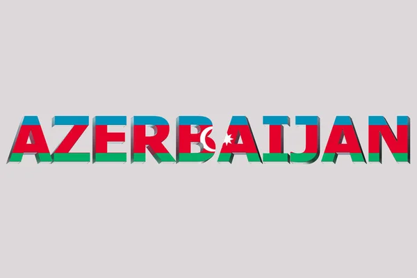 3D Flag of Azerbaijan on a text background.