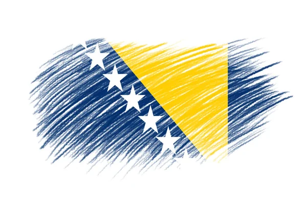 Zászló Bosznia Hercegovina Vintage Stílusú Ecset Háttér — Stock Fotó