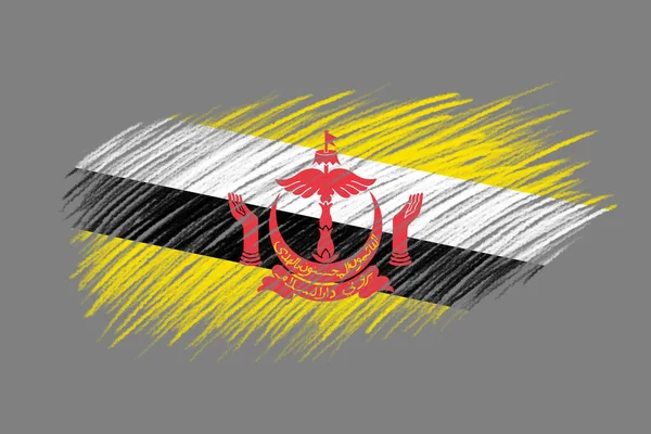 Zászló Brunei Vintage Stílusú Ecset Háttér — Stock Fotó