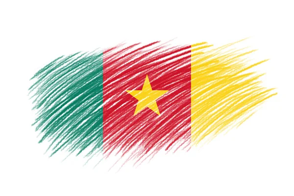 Klasik Fırça Arka Planında Kamerun Bayrağı — Stok fotoğraf