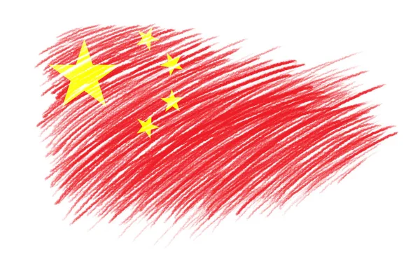 老式画笔背景上的中国3D国旗 — 图库照片