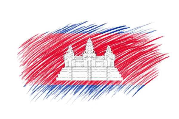 Флаг Камбоджи Фоне Старинной Кисти — стоковое фото