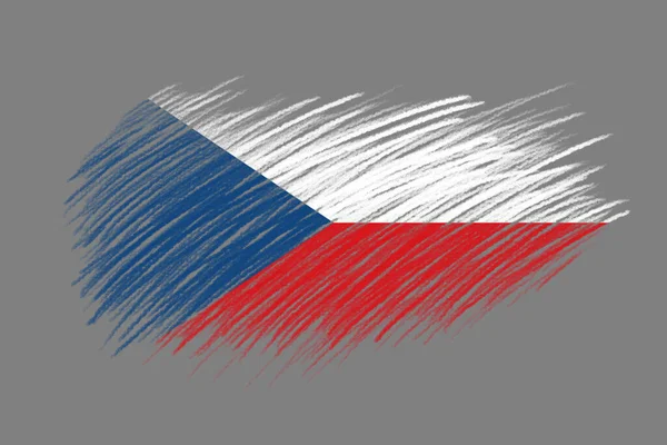Vlag Van Het Tsjechisch Vintage Stijl Borstel Achtergrond — Stockfoto
