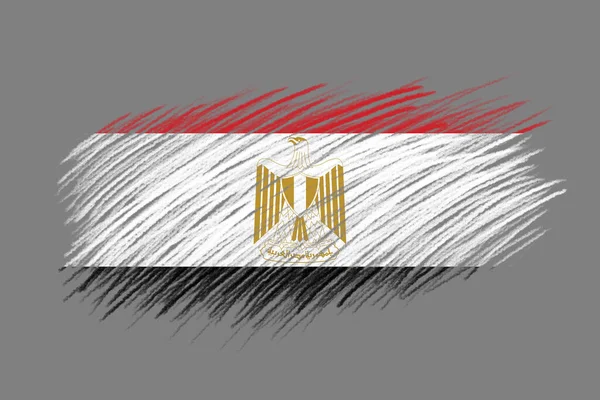 3D Flag of Egypt on vintage style brush background.