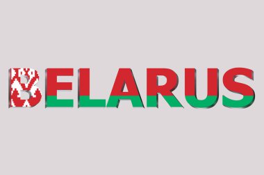 Metin arkaplan üzerinde Belarus 'un 3D Bayrağı.