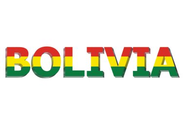 Metin arkaplanda Bolivya 'nın 3B Bayrağı.