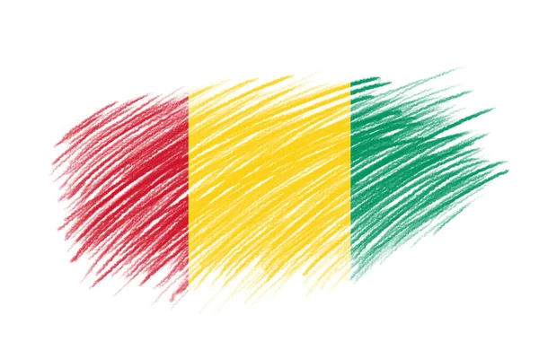 老式画笔背景上的几内亚3D国旗 — 图库照片
