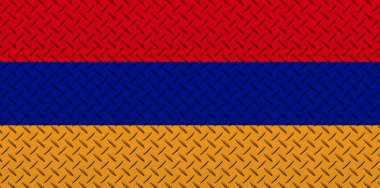 Metal duvarda Ermenistan 'ın 3D Bayrağı.