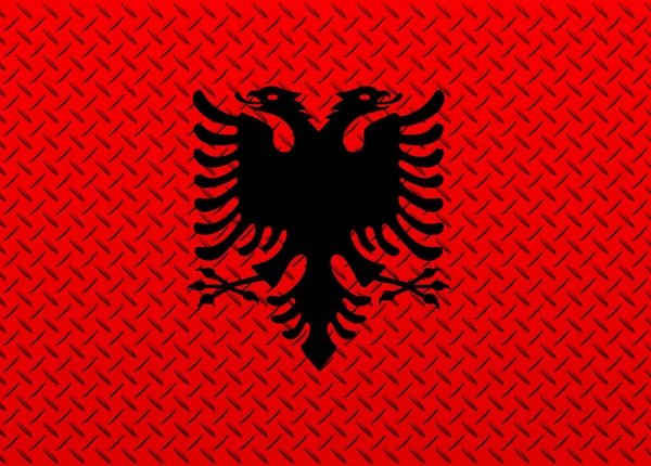 Flaga Albanii Metalowym Tle Ściany — Zdjęcie stockowe