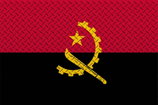 Angolas Flagg Metallveggbakgrunn – stockfoto