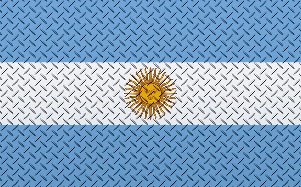 Flagga Argentina Metallvägg Bakgrund — Stockfoto