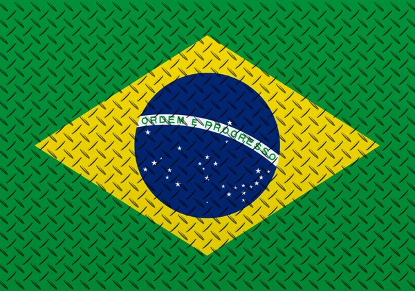 Flagge Von Brasilien Auf Einem Metallwandhintergrund — Stockfoto