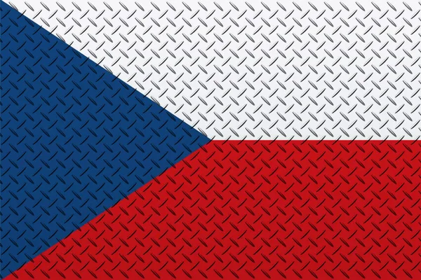 Zászló Cseh Egy Fém Fal Háttér — Stock Fotó