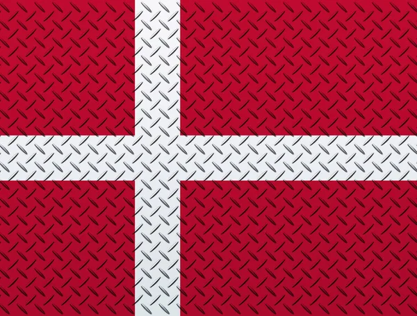 Flagga Danmark Metallvägg Bakgrund — Stockfoto