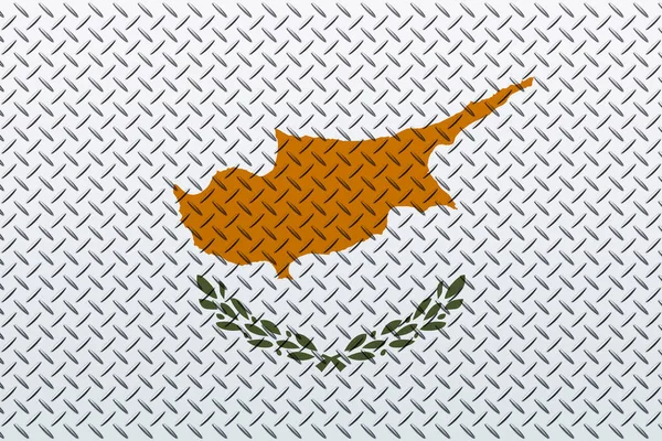 金属墙背景图上的塞浦路斯三维国旗 — 图库照片