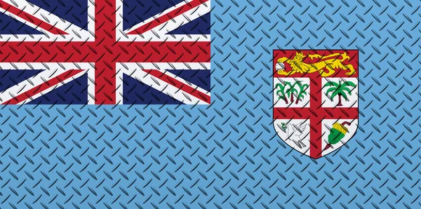 Flaga Fidżi Metalowym Tle Ściany — Zdjęcie stockowe