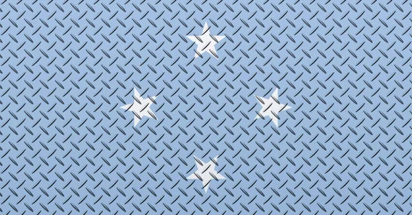 Flaga Sfederowanych Stanów Mikronezji Metalowym Tle Ściany — Zdjęcie stockowe