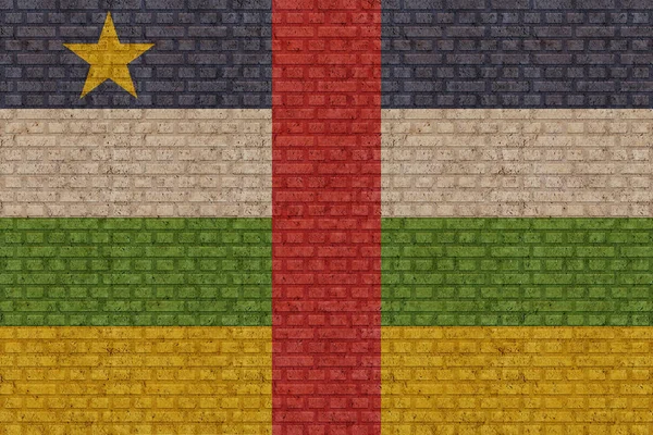 Bandeira República Centro Africana Fundo Parede Tijolo Velho — Fotografia de Stock