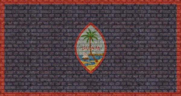 旧砖墙背景上的关岛3D旗 — 图库照片