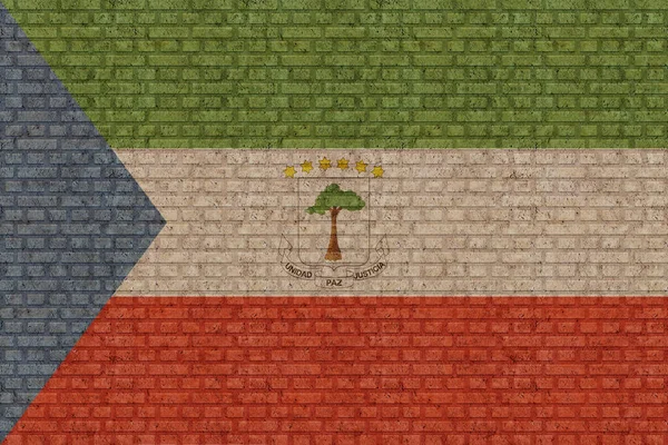 Bandeira Guiné Equatorial Fundo Parede Tijolo Velho — Fotografia de Stock