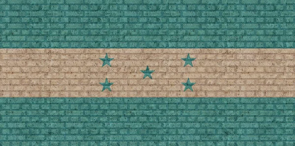 Vlag Van Honduras Een Oude Bakstenen Muurachtergrond Het Een Vlag — Stockfoto