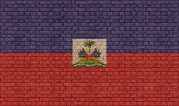 Vlajka Haiti Staré Cihlové Zdi Pozadí — Stock fotografie