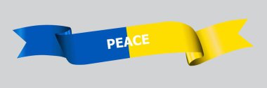 3D Flag of Ukrainian on a fabric ribbon, the concept of peace in Ukraine. Stop world war.