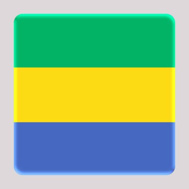 Avatar kare arka planında 3D Gabon Bayrağı.