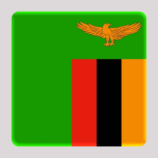 Bandeira Zâmbia Fundo Quadrado Avatar — Fotografia de Stock