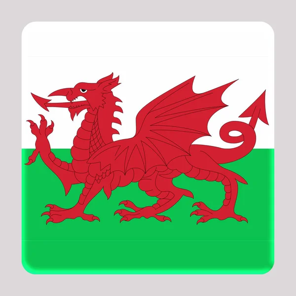 3D Flag of Wales on a avatar square background.