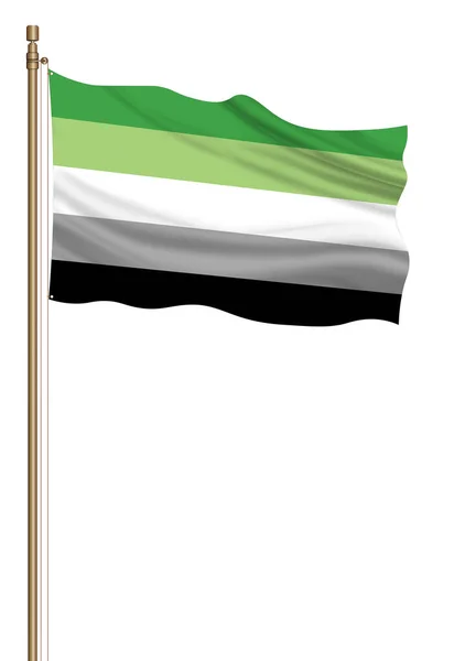 Ilustracja Aromantyczna Flaga Filarze Zdmuchniętym Białym Tle Wolność Miłość Aktywizm — Zdjęcie stockowe