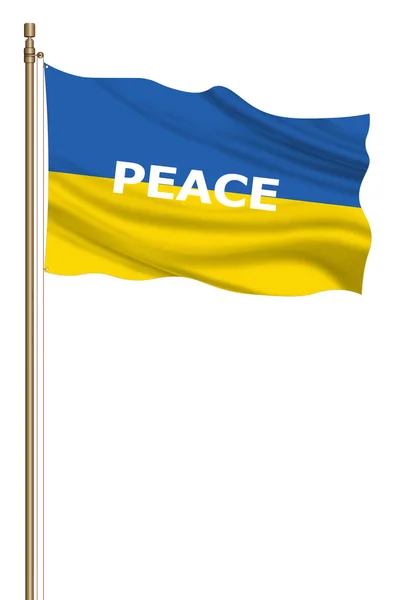 Флаг Украины Столбе Взорвали Концепция Мира Украине Остановите Мировую Войну — стоковое фото