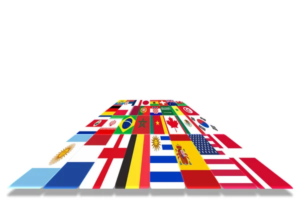 Dünya Kupası Katar 2022 Şampiyonası 'nın 3 boyutlu illüstrasyon grupları. Seçmelere katılan 32 ülkenin hepsi.