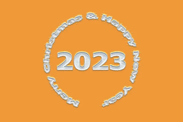 Εικονογράφηση Έννοια Της Πρωτοχρονιάς 2023 Σχεδιασμό Κείμενο Χιόνι Σχεδιασμό Φόντο — Φωτογραφία Αρχείου