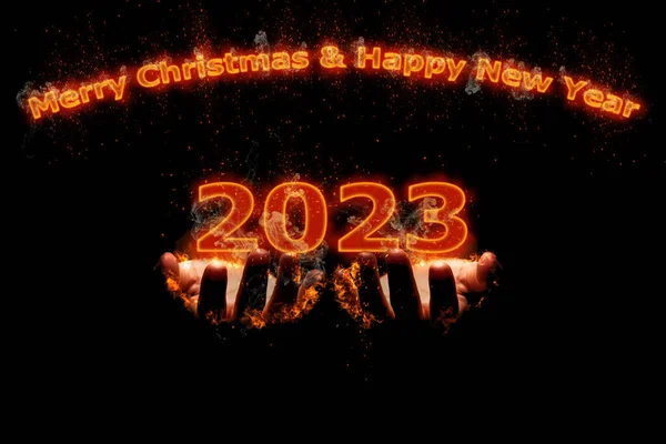 Ilustración Concepto Año Nuevo Diseño 2023 Con Diseño Fuego Texto — Foto de Stock