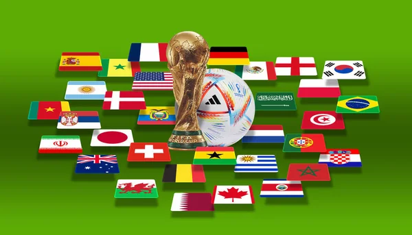 Концепция Иллюстрационных Групп Чемпионата Мира Футболу Катар 2022 Страны Участницы — стоковое фото