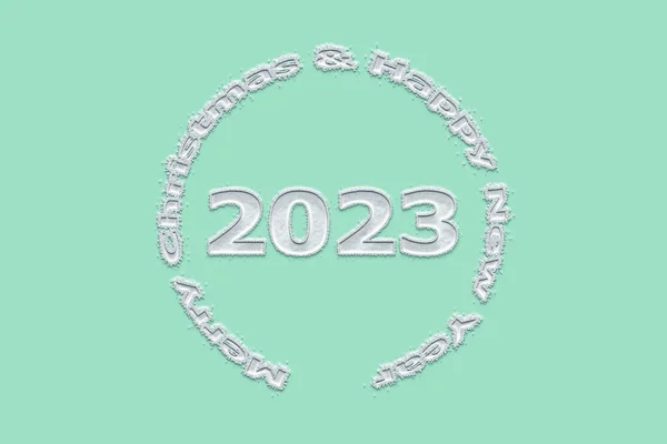 Illusztráció Szilveszter Koncepció 2023 Design Szöveges Design Strand Üveg Szín — Stock Fotó