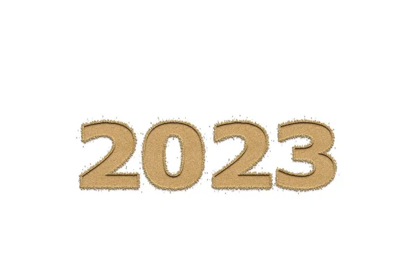 Illustration Neujahrskonzept 2023 Design Mit Text Sand Design Auf Weißem — Stockfoto