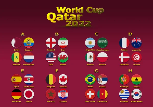 Illustration Groups World Cup Qatar 2022 Championship All Qualifying Countries — Φωτογραφία Αρχείου