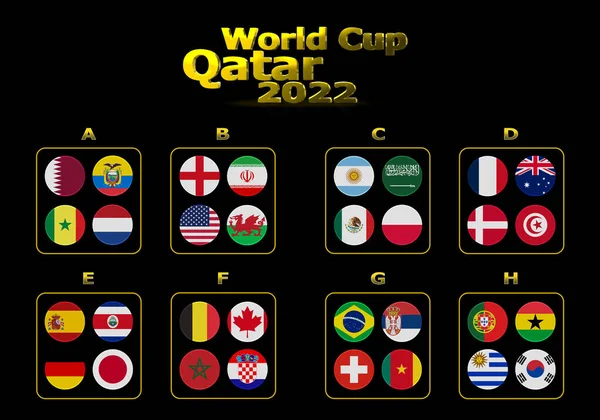 Illustration Groups World Cup Qatar 2022 Championship All Qualifying Countries — стокове фото