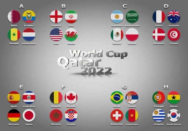 Illustration Groups World Cup Qatar 2022 Championship All Qualifying Countries —  Fotos de Stock