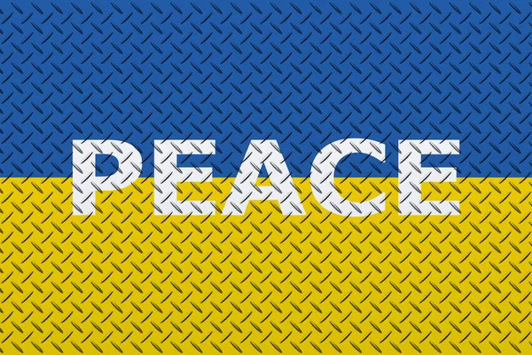 3D Flag of Ukrainian on a metal wall, the concept of peace in Ukraine. Stop world war.