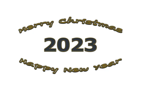 3D图解新年概念2023设计 白色背景的文字牛仔设计 — 图库照片