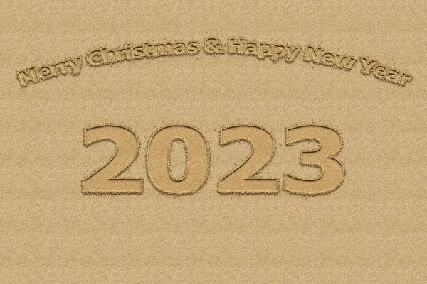 Ilustrace Silvestrovský Koncept 2023 Design Textovým Pískem — Stock fotografie